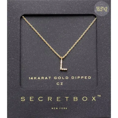 Fashnzfab -l- Secret Box _ 14k Gold Dipped Cz Initial Monogram Pendant Necklace In Multi