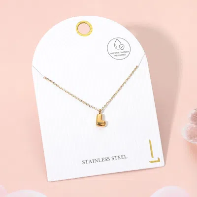 Fashnzfab -l- Stainless Steel Monogram Pendant Necklace - Gold, ~l~