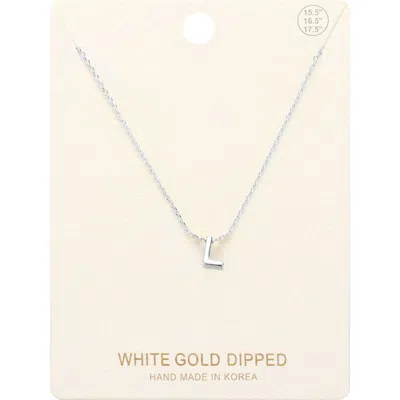 Fashnzfab -l- White Gold Dipped Initial Monogram Metal Pendant Necklace In Silver