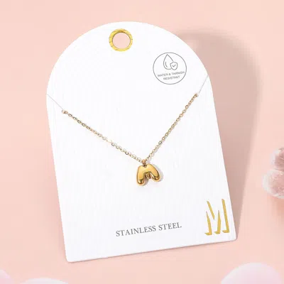 Fashnzfab -m- Stainless Steel Monogram Pendant Necklace - Gold, ~m~