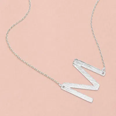 Fashnzfab -m- White Gold Dipped Initial Monogram Pendant Necklace In Metallic