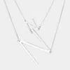 Fashnzfab -n- Initial Monogram 2row Strand Double Detachable Chain Necklace In Silver