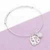 Fashnzfab -n- Initial Monogram Bangle Bracelet Silver In Silver