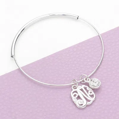 Fashnzfab -n- Initial Monogram Bangle Bracelet Silver