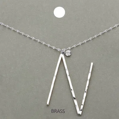 Fashnzfab -n- Initial Monogram Brass Metal Pendant Necklace In Metallic