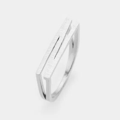 Fashnzfab -n- Initial Monogram Brass Metal Ring - Rhodium, ~n~ In Metallic