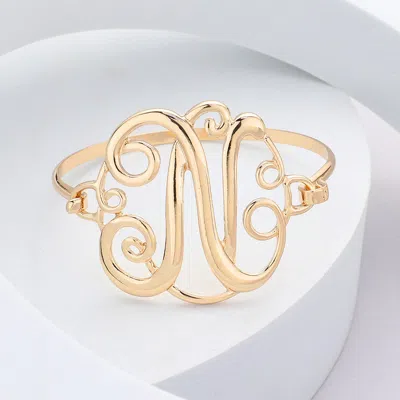 Fashnzfab -n- Initial Monogram Curlicue Bracelet Gold