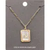 Fashnzfab -n- Initial Monogram Genuine Shell Rectangle Pendant Necklace In Gold
