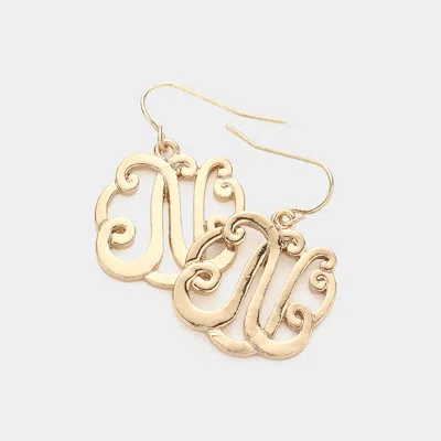 Fashnzfab -n- Script Initial Monogram Earrings - Gold