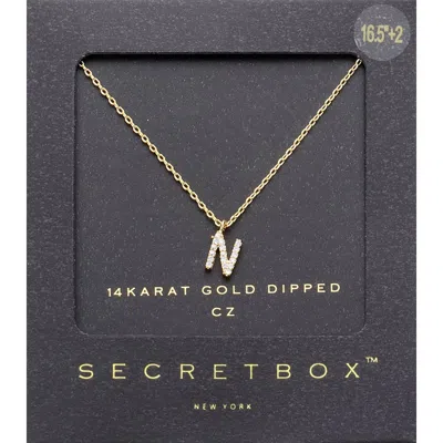 Fashnzfab -n- Secret Box _ 14k Gold Dipped Cz Initial Monogram Pendant Necklace In Multi