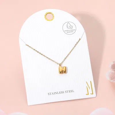 Fashnzfab -n- Stainless Steel Monogram Pendant Necklace - Gold, ~n~ In Brown