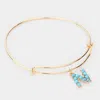 Fashnzfab -n- Turquoise Embellished Initial Monogram Charm Bracelet Gold In Gold