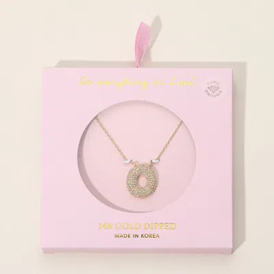 Fashnzfab -o- 14k Gold Dipped Cz Stone Paved Initial Monogram Pendant Necklace
