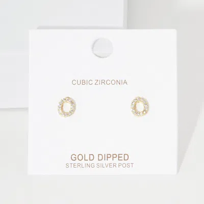 Fashnzfab -o- Cubic Zirconia Initial Monogram Stud Earrings - Gold, ~o~