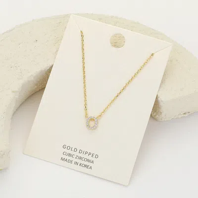 Fashnzfab -o- Cz Stone Paved Initial Monogram Pendant Necklace In Gold