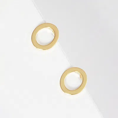 Fashnzfab -o- Gold Dipped Metal Initial Monogram Stud Earrings - Gold, ~o~