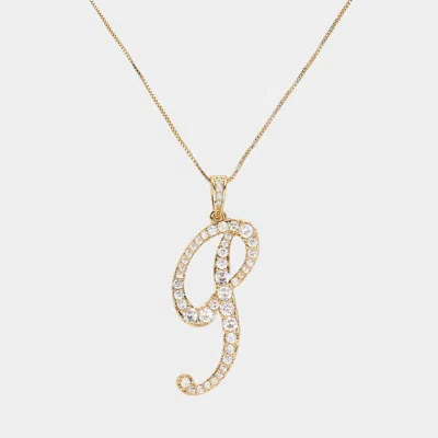 Fashnzfab -p- Cz Initial Monogram Pendant Necklace In Gold