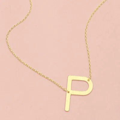 Fashnzfab -p- Gold Dipped Initial Monogram Pendant Necklace