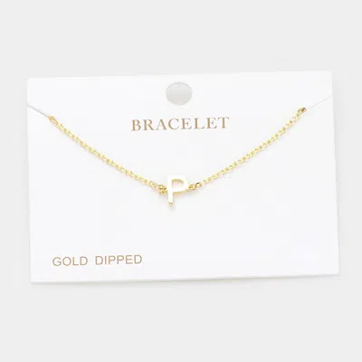 Fashnzfab -p- Gold Dipped Metal Initial Monogram Charm Bracelet Gold