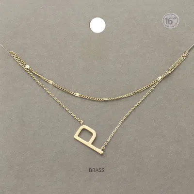 Fashnzfab -p- Initial Monogram Brass Metal Necklace In Gold