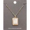 Fashnzfab -p- Initial Monogram Genuine Shell Rectangle Pendant Necklace In Gold