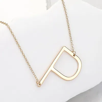 Fashnzfab -p- Metal Initial Monogram Pendant Necklace In Gold