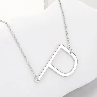 Fashnzfab -p- Metal Initial Monogram Pendant Necklace In Metallic