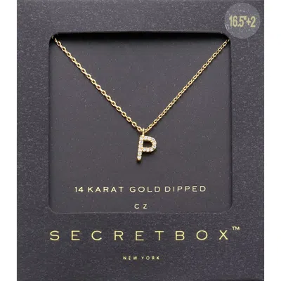 Fashnzfab -p- Secret Box _ 14k Gold Dipped Cz Initial Monogram Pendant Necklace