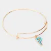 Fashnzfab -p- Turquoise Embellished Initial Monogram Charm Bracelet Gold In Gold