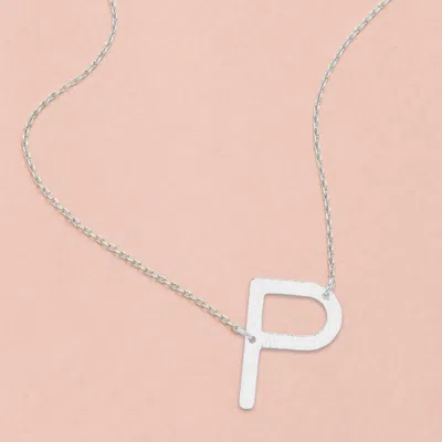 Fashnzfab -p- White Gold Dipped Initial Monogram Pendant Necklace In Metallic