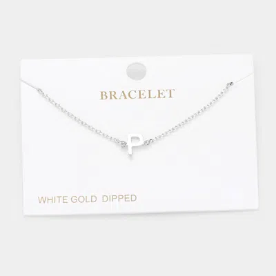Fashnzfab -p- White Gold Dipped Metal Initial Monogram Charm Bracelet Rhodium In Multi