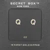 Fashnzfab -q- Secret Box _ 14k Gold Dipped Cz Initial Monogram Stud Earrings - ~q~ In Multi