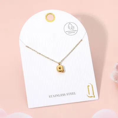 Fashnzfab -q- Stainless Steel Monogram Pendant Necklace - Gold, ~q~