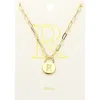 Fashnzfab -r- Brass Metal Initial Monogram Lock Pendant Necklace In Gold