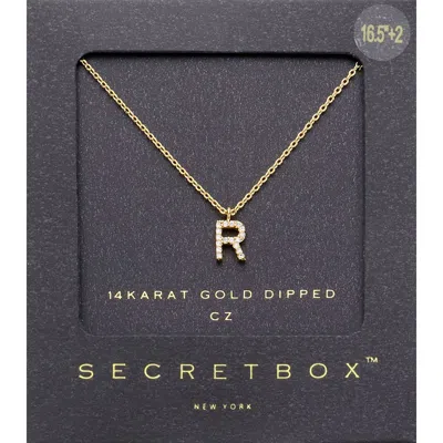Fashnzfab -r- Secret Box _ 14k Gold Dipped Cz Initial Monogram Pendant Necklace In Multi