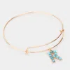 Fashnzfab -r- Turquoise Embellished Initial Monogram Charm Bracelet Gold In Gold