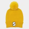 Fashnzfab -s- Initial Monogram Faux Fur Pom Pom Knit Beanie Hat In Yellow