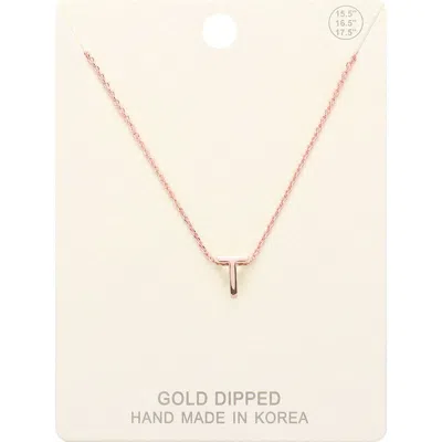 Fashnzfab -t- Gold Dipped Initial Monogram Metal Pendant Necklace In Pink