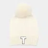 Fashnzfab -t- Initial Monogram Faux Fur Pom Pom Knit Beanie Hat In Multi