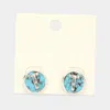 Fashnzfab -t- Initial Monogram Turquoise Stud Earrings - Turquoise, ~t~ In Metallic