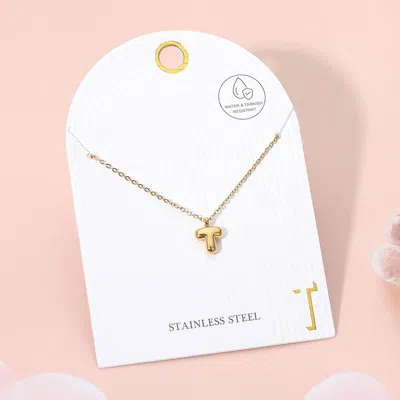 Fashnzfab -t- Stainless Steel Monogram Pendant Necklace - Gold, ~t~ In Multi