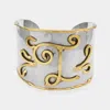 Fashnzfab -t- Two Tone Metal Initial Monogram Cuff Bracelet Two Tone In Gold
