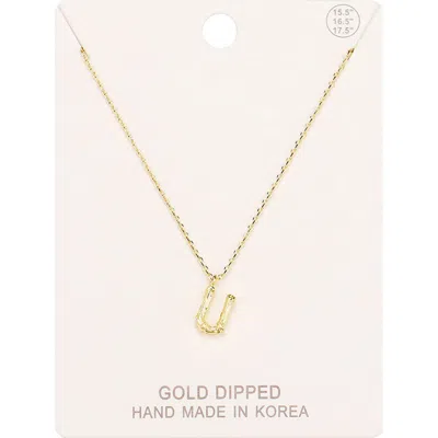 Fashnzfab -u- Gold Dipped Initial Monogram Metal Pendant Necklace - Gold