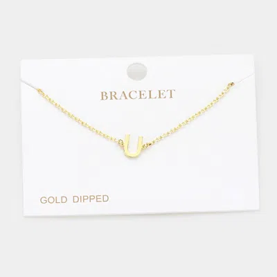 Fashnzfab -u- Gold Dipped Metal Initial Monogram Charm Bracelet Gold