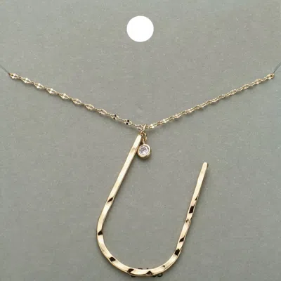 Fashnzfab -u- Initial Monogram Brass Metal Pendant Necklace In Gold