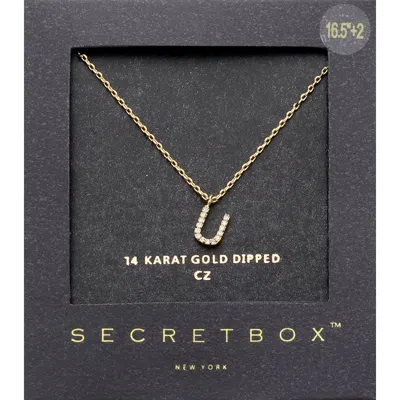 Fashnzfab -u- Secret Box _ 14k Gold Dipped Cz Initial Monogram Pendant Necklace In Multi