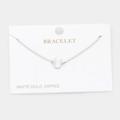 Fashnzfab -u- White Gold Dipped Metal Initial Monogram Charm Bracelet Rhodium In Multi