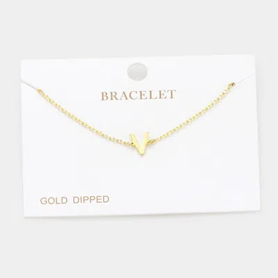Fashnzfab -v- Gold Dipped Metal Initial Monogram Charm Bracelet Gold