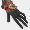 Fashnzfab -v- Initial Monogram Faux Leather Wrap Bracelet Brown In Brown