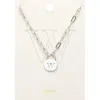 Fashnzfab -w- Brass Metal Initial Monogram Lock Pendant Necklace In Silver